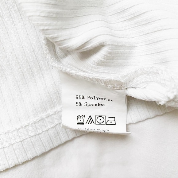 White Faux Button Down Ribbed Cropped Tank Top - Picture 6 of 9